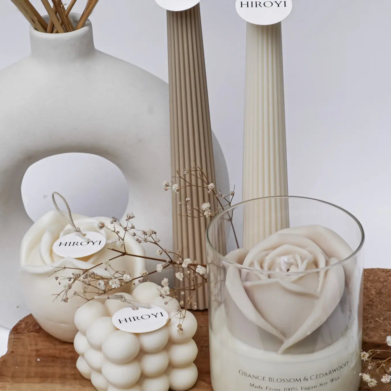 Hiroyi Decor Duftkerze „Beige Rose, Wilde Himbeere“